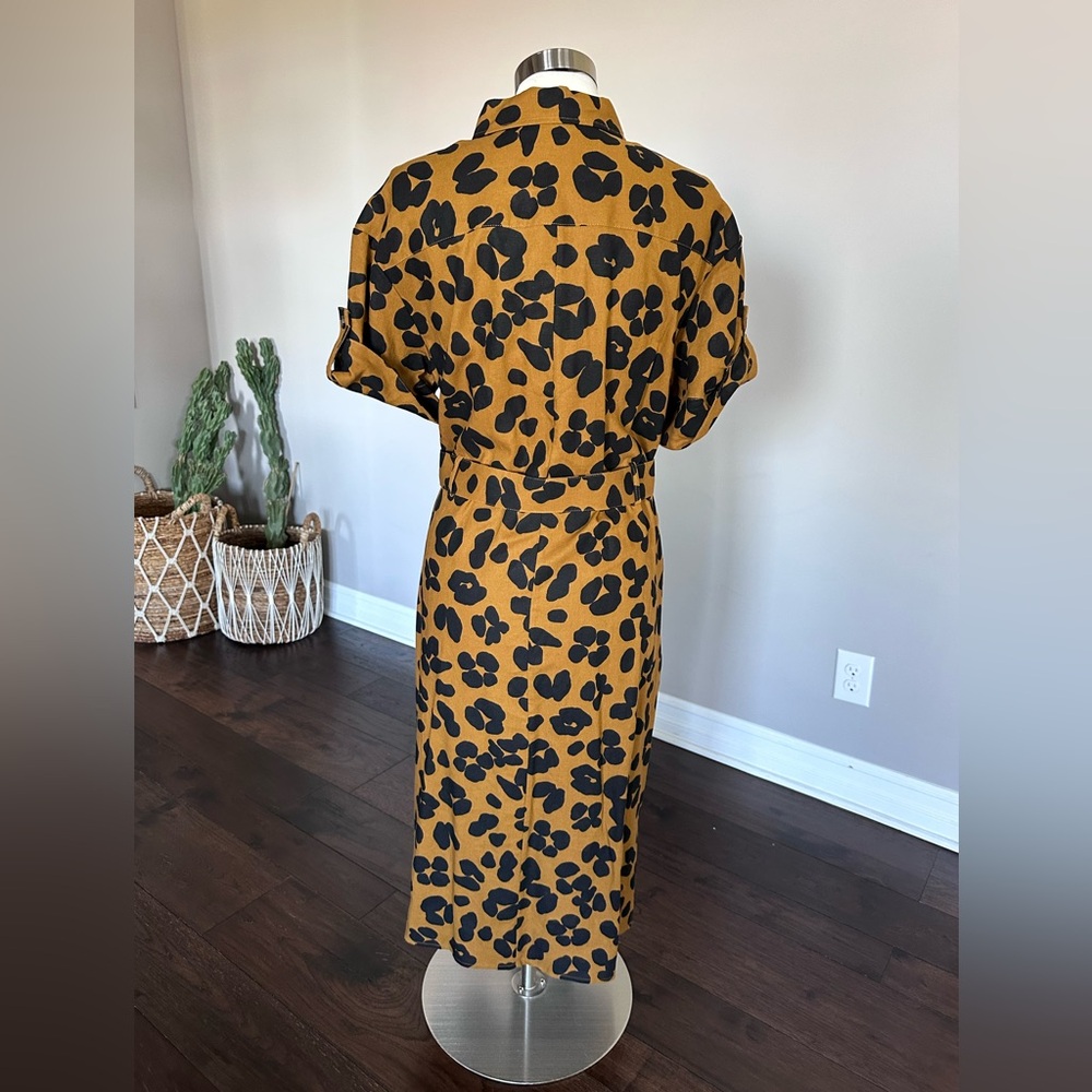 Who What Wear x Target π― Shirt Dress Linen Blend Button-Up Leopard Cheetah XL - Picture 7 of 12